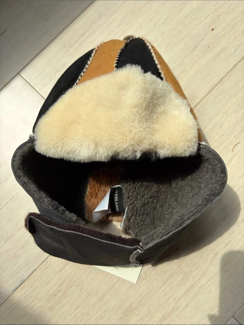 Overland Shearling Patchwork Trapper Hat - Brown & Black